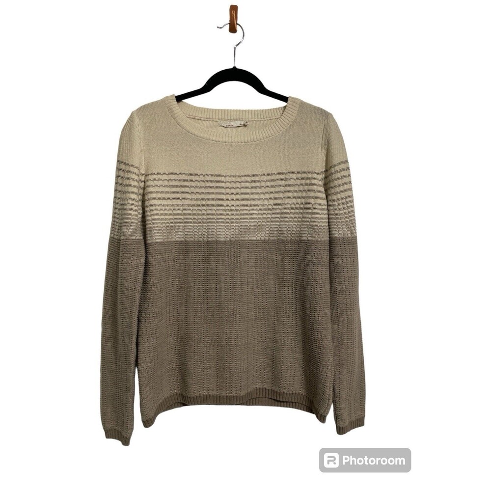 Prana Beige and Taupe Crew Neck Sweater